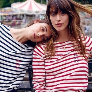 Madewell x Sézane Striped 3/4 sleeve top